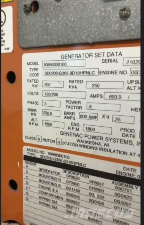 Generac SD200 디젤 발전기