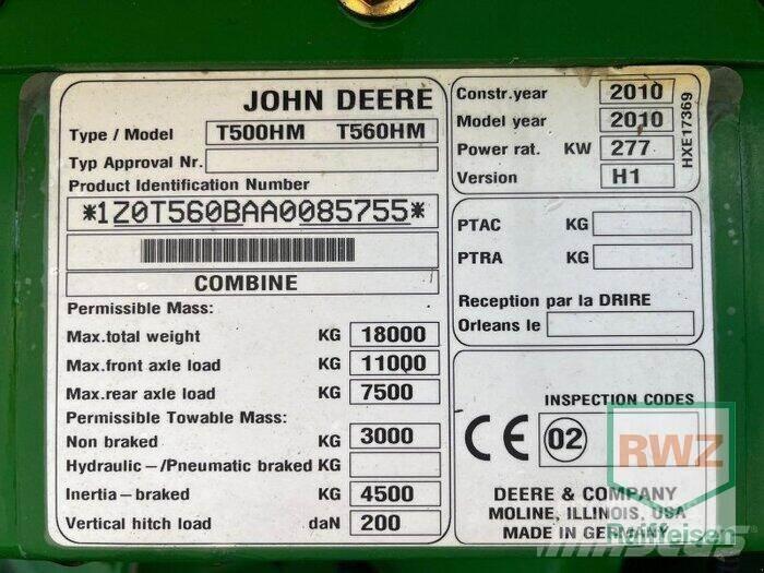 John Deere T560 콤바인 수확기