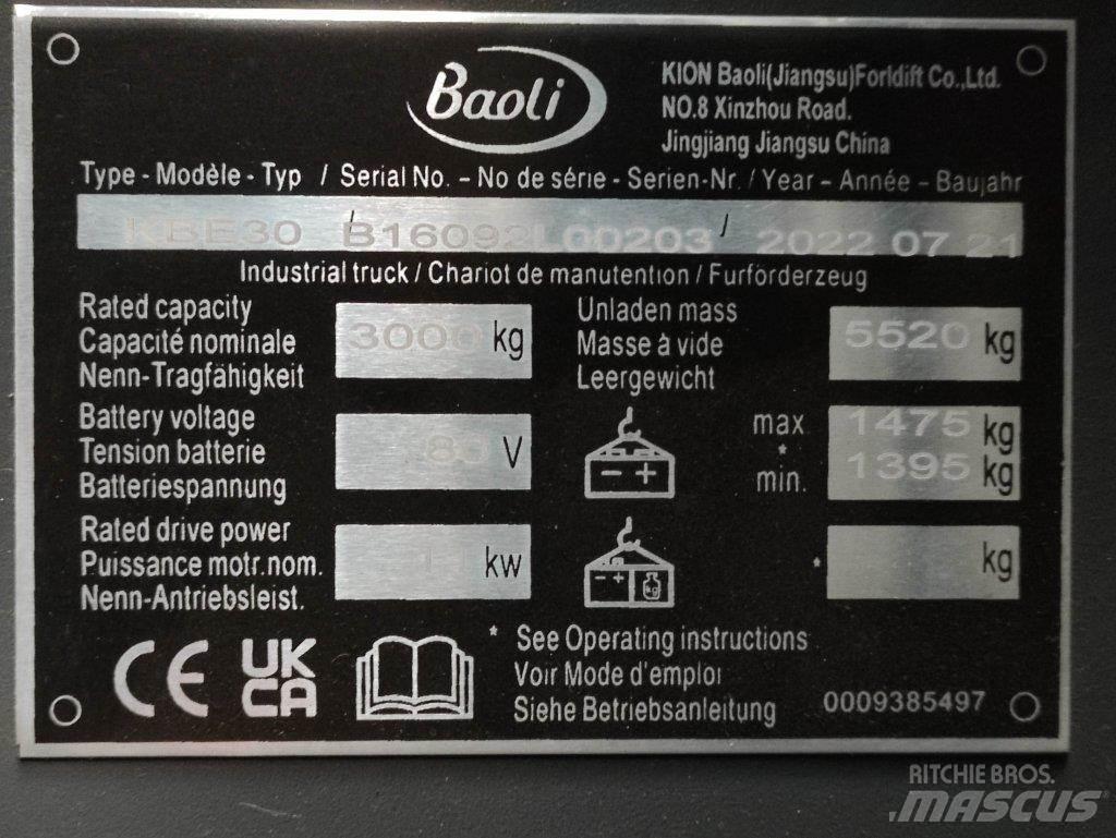 Baoli KBE30 전동 지게차