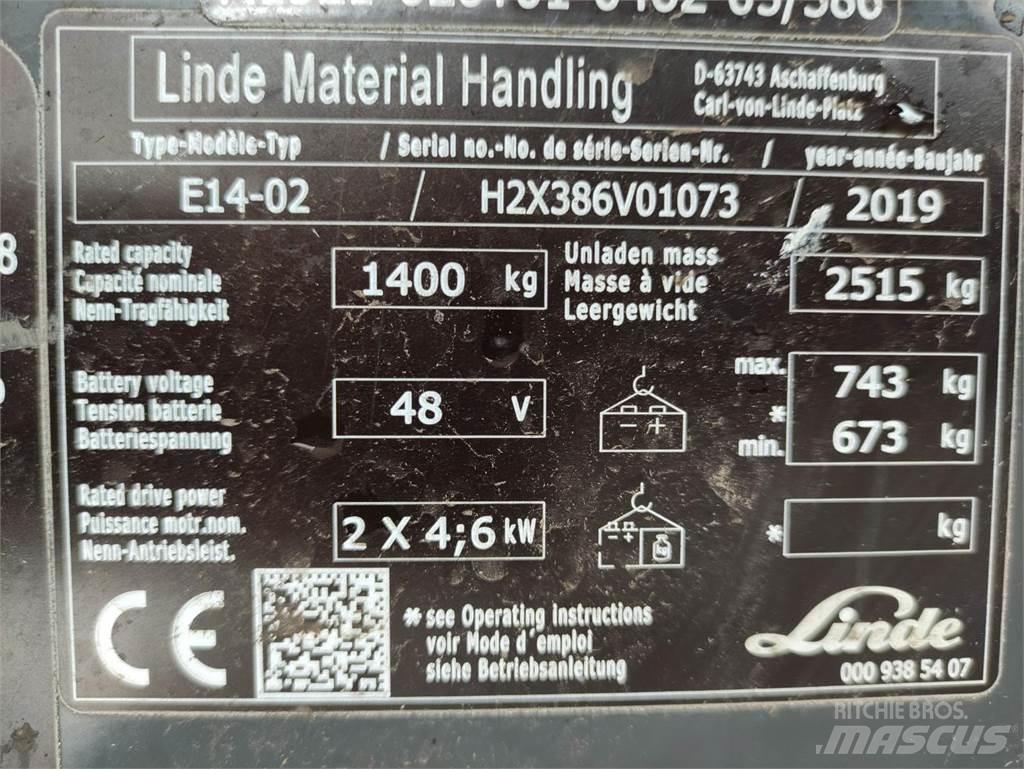 Linde E14-02-386-EVO 전동 지게차