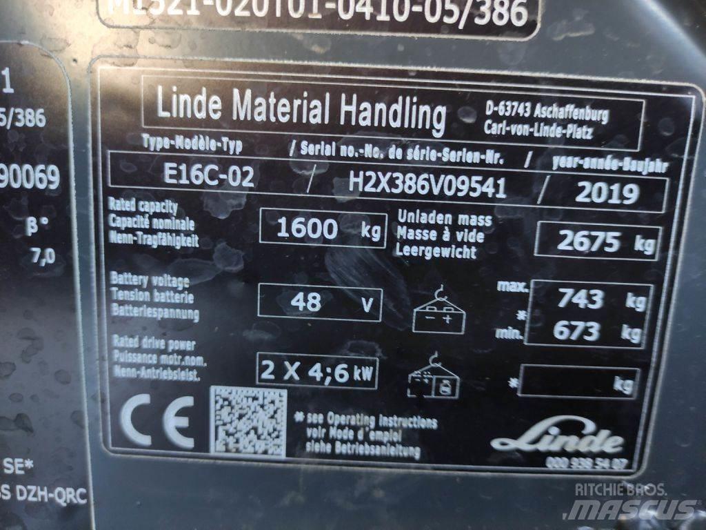 Linde E16C-02-386 EVO 전동 지게차