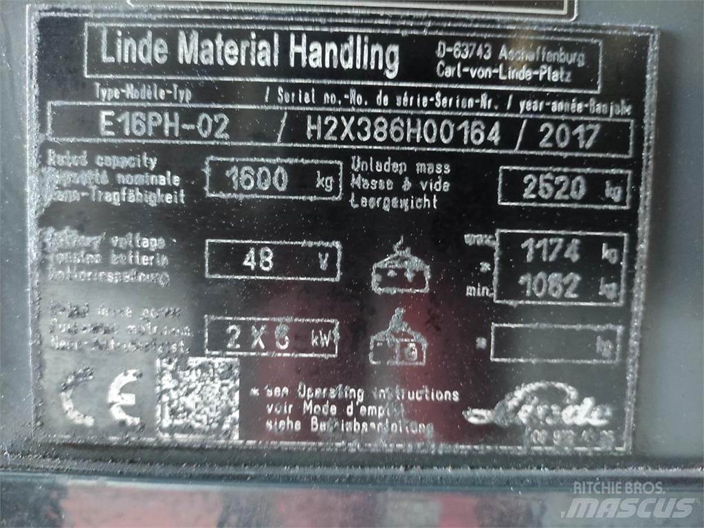 Linde E16PH-02-386 EVO 전동 지게차