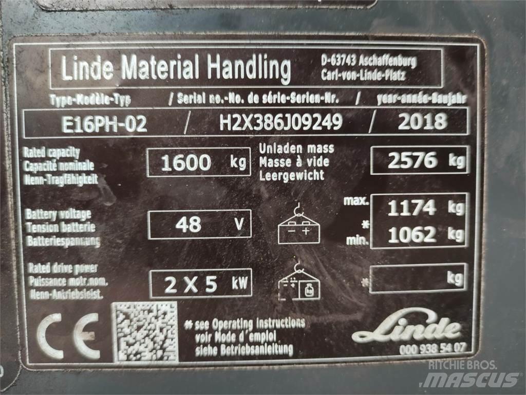 Linde E16PH-02-386-EVO 전동 지게차