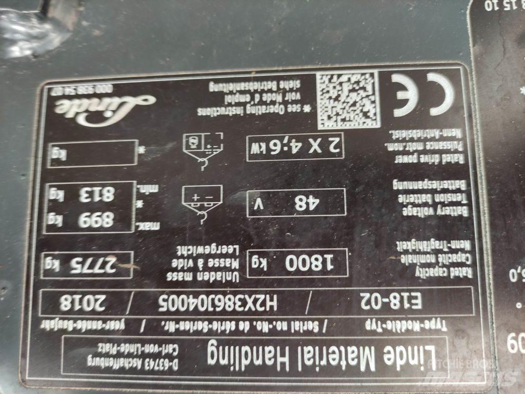 Linde E18-02-386 EVO 전동 지게차
