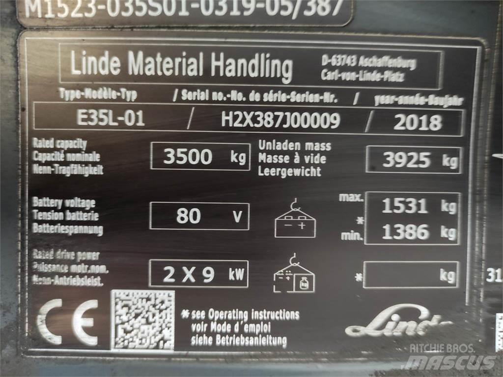 Linde E35L-01-387 전동 지게차