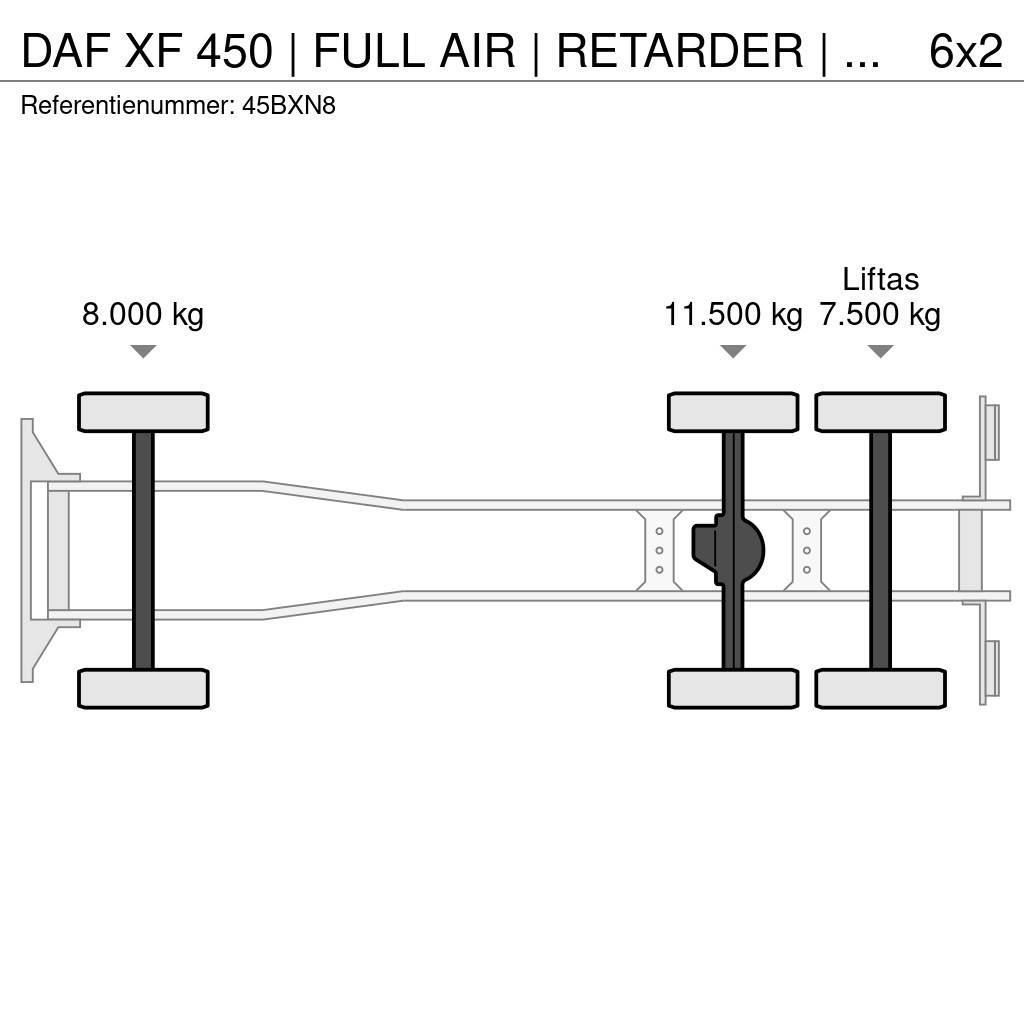 DAF XF 450 | FULL AIR | RETARDER | MACHINE LOW LOADER 차량 수송차