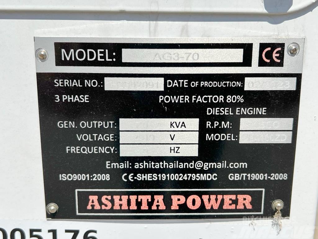 Ashita AG3-70 - 70 KVA New / Unused / CE Certified 디젤 발전기