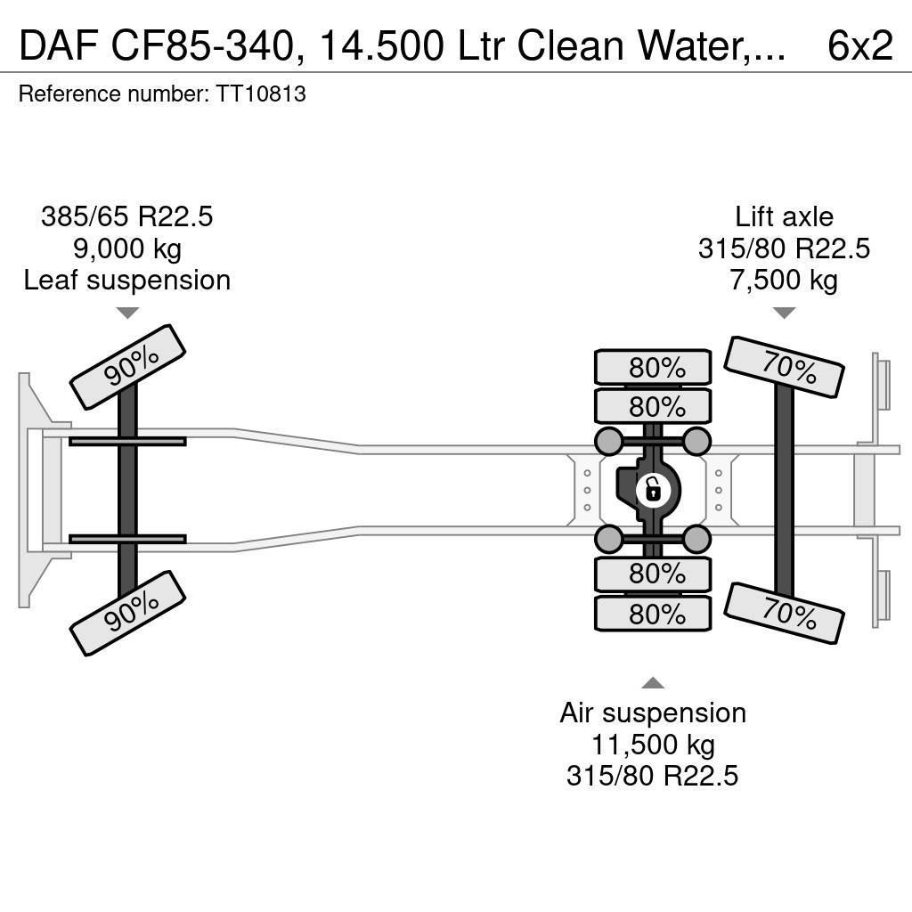 DAF CF85-340, 14.500 Ltr Clean Water, High-Pressure, E 탱커 트럭