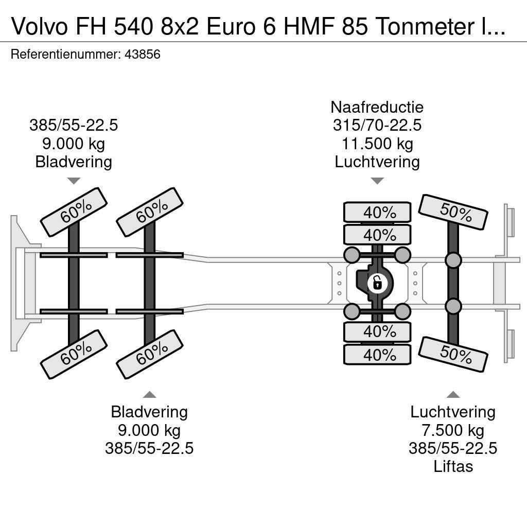 Volvo FH 540 8x2 Euro 6 HMF 85 Tonmeter laadkraan + Fly- A/T 크레인