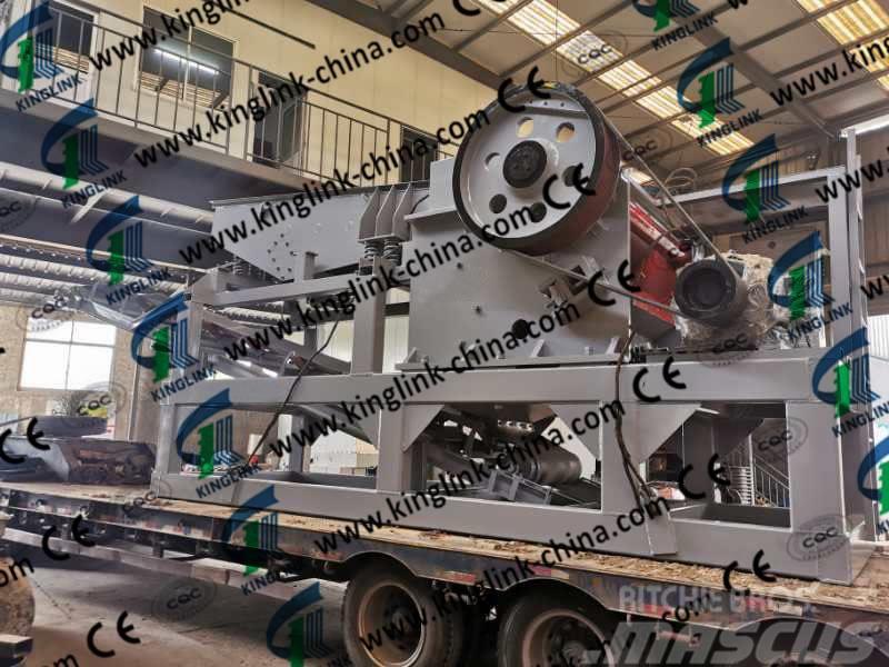 Kinglink PE600X900 Semi Mobile Quarry Jaw Crusher Plant 이동식 분쇄기