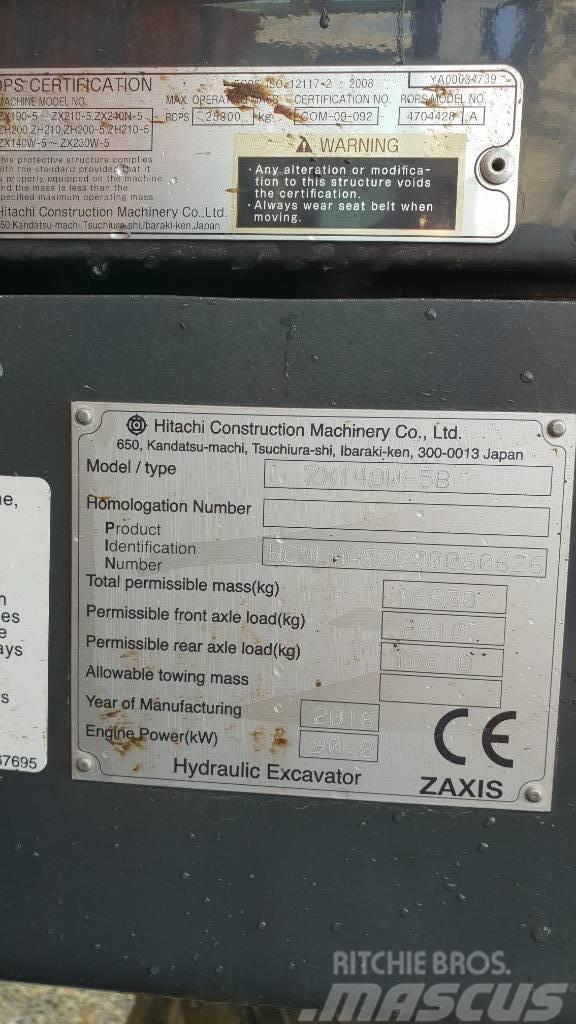 Hitachi ZX140W  휠 굴삭기