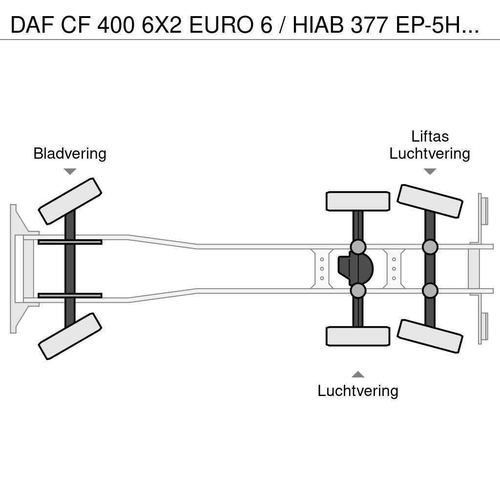 DAF CF 400 6X2 EURO 6 / HIAB 377 EP-5HIPRO / 37 T/M KR 플랫베드/드롭사이드 트럭